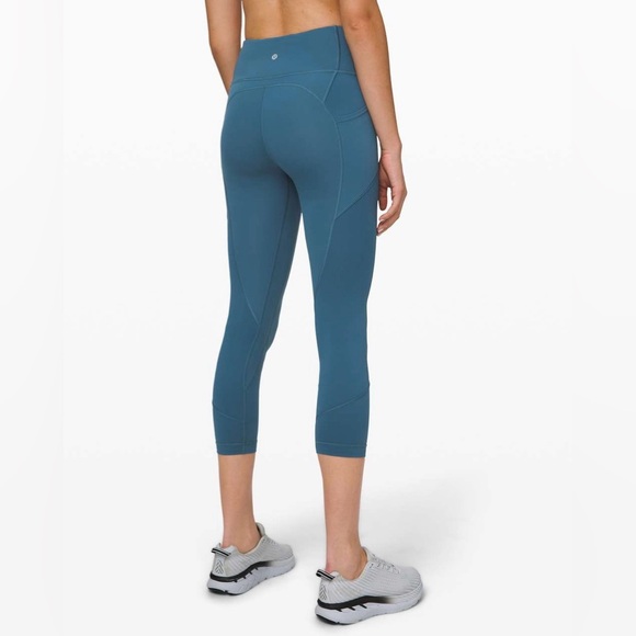 LULULEMON- All The Right Places Crop II 23" Petrol Blue Athletic Leggings Gym - Picture 1 of 6